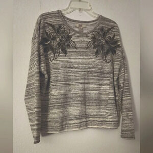 Vintage America Women's Floral Embroidered Casual Sweatshirt Size L